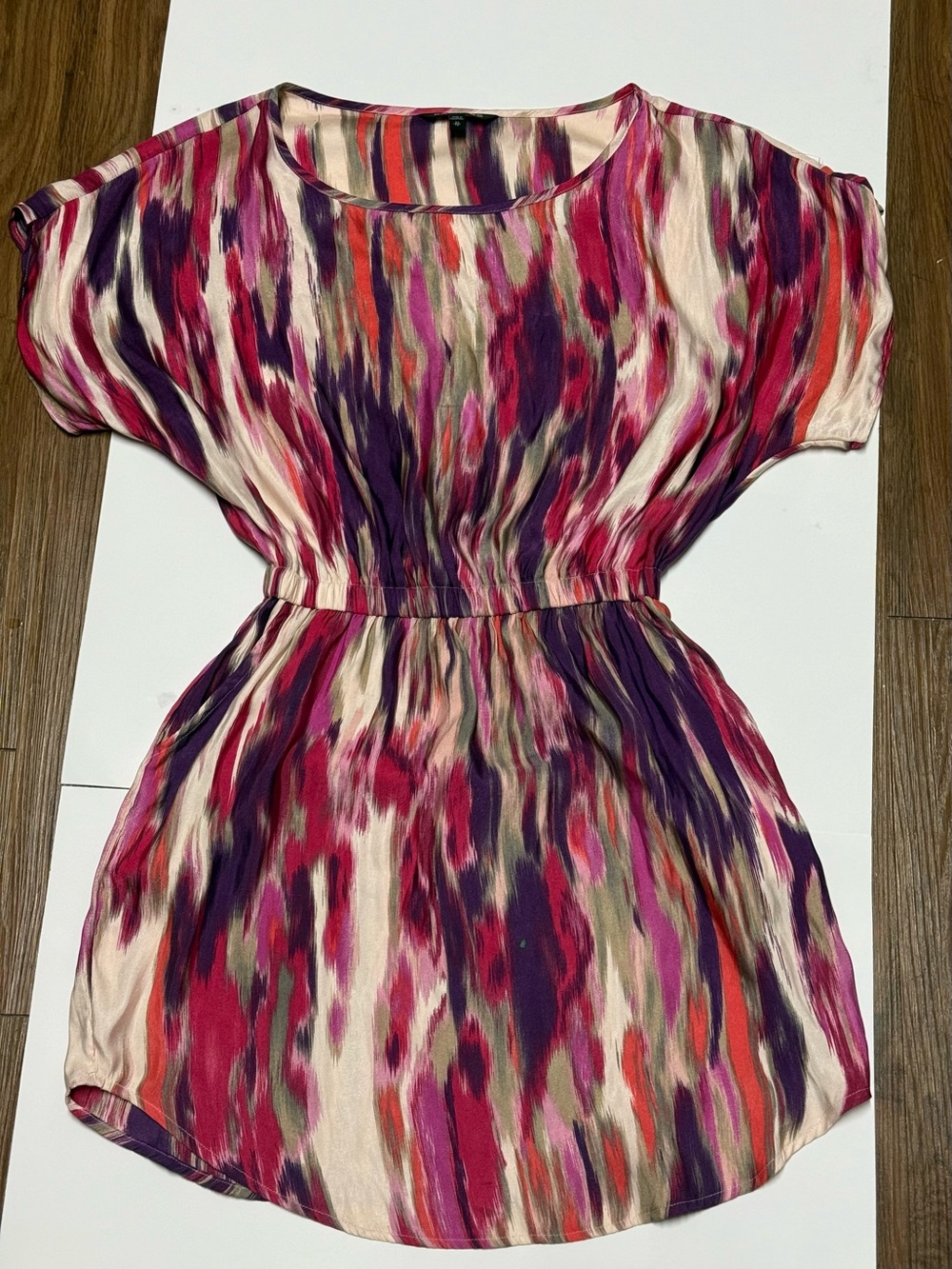 Express Multicolor Pink & Purple Printed Short Sleeve Tunic